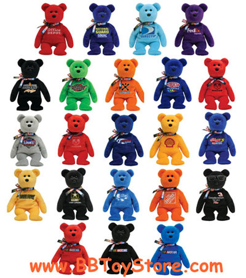 TY Beanie Babies - NASCAR BEARS ( Complete Set of 22 )