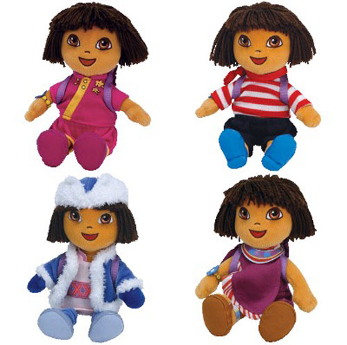 TY Beanie Babies - DORA the Explorer (Dora's World Adventure) ( Set of 4 )