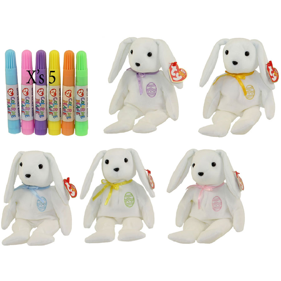 TY Beanie Babies - COLOR ME THE BUNNIES (Set of 5 Replacements)(7.5 inch)