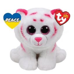 TY Beanie Baby - TABOR the Pink & White Tiger (6 inch)(Extra Ukraine PEACE Tag) *Save the Children*
