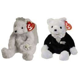 TY Beanie Babies - SET OF 2 WEDDING BEARS (Bride & Groom)