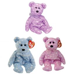 TY Beanie Babies - Set of 3 Show Exclusive Teddy Bears (BUBBLY, FIZZ & TOAST)(8.5 inch)