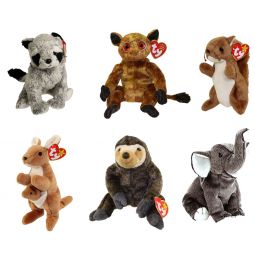 TY Beanie Babies - WILD ANIMALS #3 (Set of 6)(Bandito, Gizmo, Nuts, Pouch, Trumpet +1)(5.5-8.5 inch)
