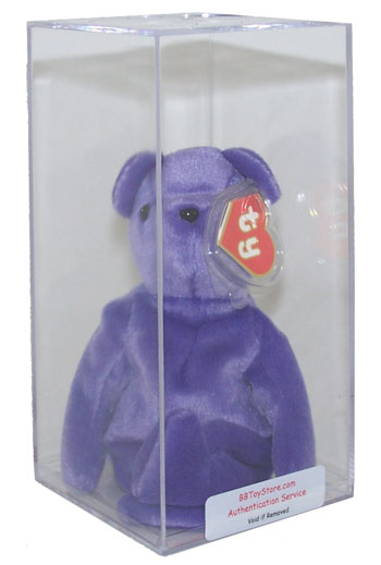 Authenticated TY Beanie Baby - TEDDY VIOLET - OLD FACE (2nd Gen Hang Tag - Mint)