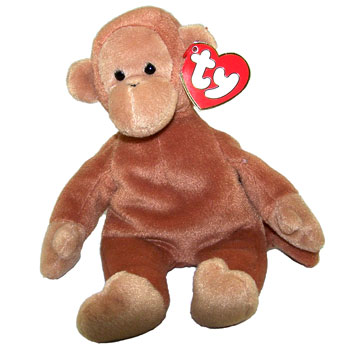 TY Beanie Baby - BONGO the Monkey (3rd Gen Hang Tag - 99% Mint)