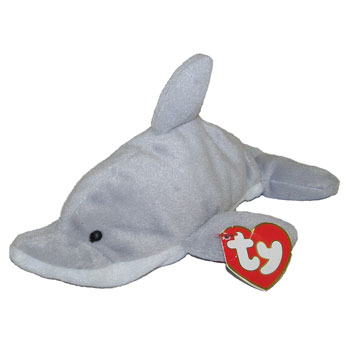 TY Beanie Baby - FLASH the Dolphin (3rd Gen Hang Tag - Creased)
