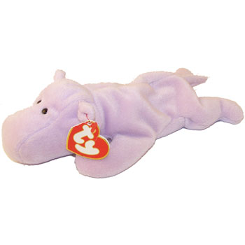 TY Beanie Baby - HAPPY the Hippo (Purple Version) (3rd Gen Hang Tag - 90% Mint)
