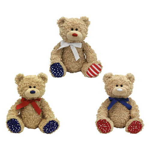 TY Beanie Buddies - INDEPENDENCE Bears (Set of 3 - Red, White & Blue nose versions)