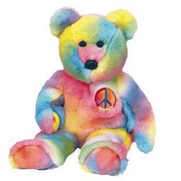 TY Beanie Buddy - PEACE the Ty-Dyed Bear (dark version) (14 inch)