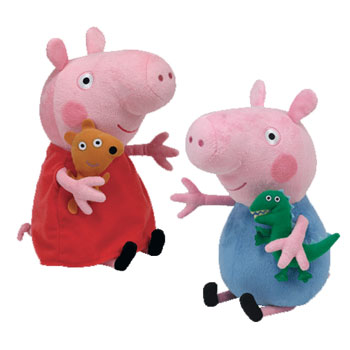 TY Beanie Buddies - PEPPA PIG & GEORGE the Pigs (UK Exclusive - Peppa Pig)