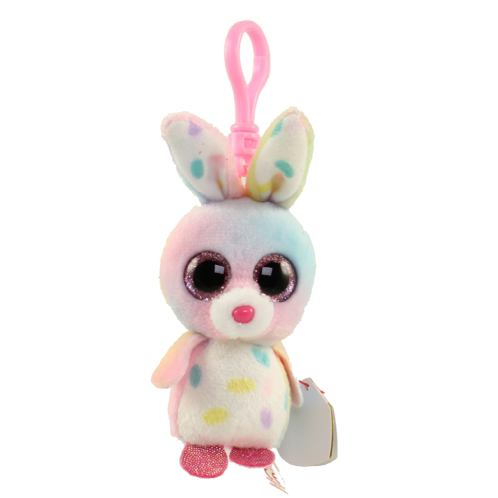 TY Beanie Boos - BUBBY the Bunny (Glitter Eyes) (Plastic Key Clip - 3.5 inch)