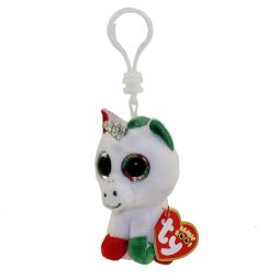 TY Beanie Boos - CANDY CANE the Unicorn (Glitter Eyes) (Plastic Key Clip)