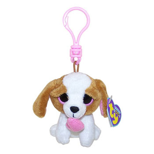 TY Beanie Boos - COOKIE the Brown Dog with Heart (Solid Eye Color) (Plastic Key Clip - 3 inch)
