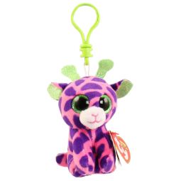 TY Beanie Boos - GILBERT the Pink & Purple Giraffe (Glitter Eyes) (Plastic Key Clip)