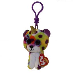 TY Beanie Boos - GISELLE the Rainbow UniLeopard (Glitter Eyes) (Plastic Key Clip - 3 inch)