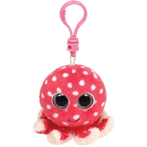 TY Beanie Boos - OLLIE the Pink Octopus (Glitter Eyes) (Plastic Key Clip - 3 inch)