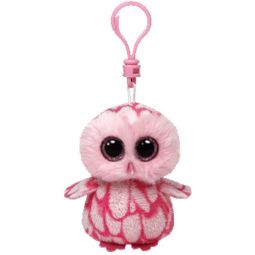 TY Beanie Boos - PINKY the Pink Owl (Glitter Eyes) (Plastic Key Clip - 3 inch)