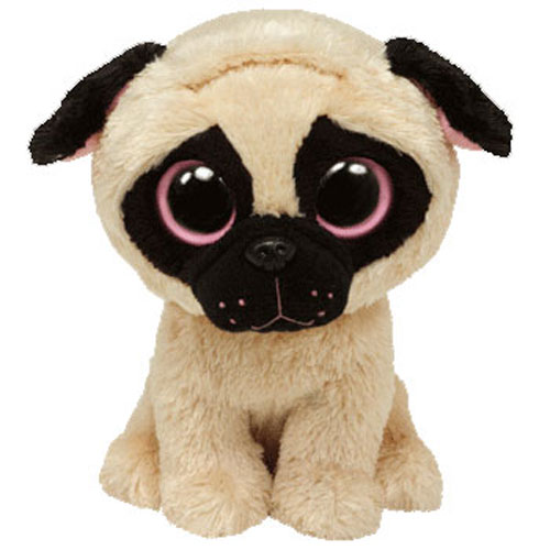 TY Beanie Boos - PUGSLY the Pug Dog (Solid Eye Color) (Medium Size - 9 inch)