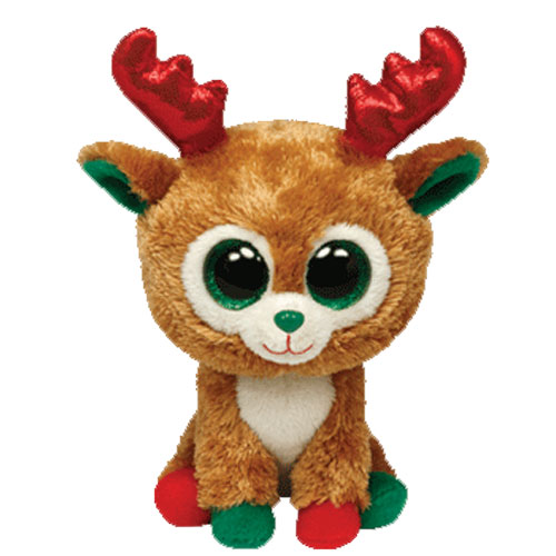 TY Beanie Boos - ALPINE the Reindeer (Glitter Eyes, Red & Green Feet) (6 Inch)