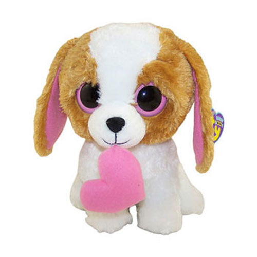 TY Beanie Boos - COOKIE the Brown Dog with Heart (Solid Eye Color) (Regular Size - 6 inch)