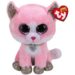 TY Beanie Boos - FIONA the Pink Cat (Glitter Eyes)(Medium Size - 9 inch)