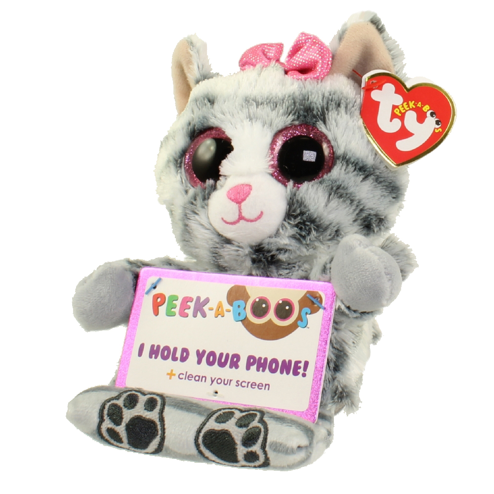 TY Beanie Boos - Peek-A-Boos - MOLLY the Grey Cat (5 inch - Phone Holder)