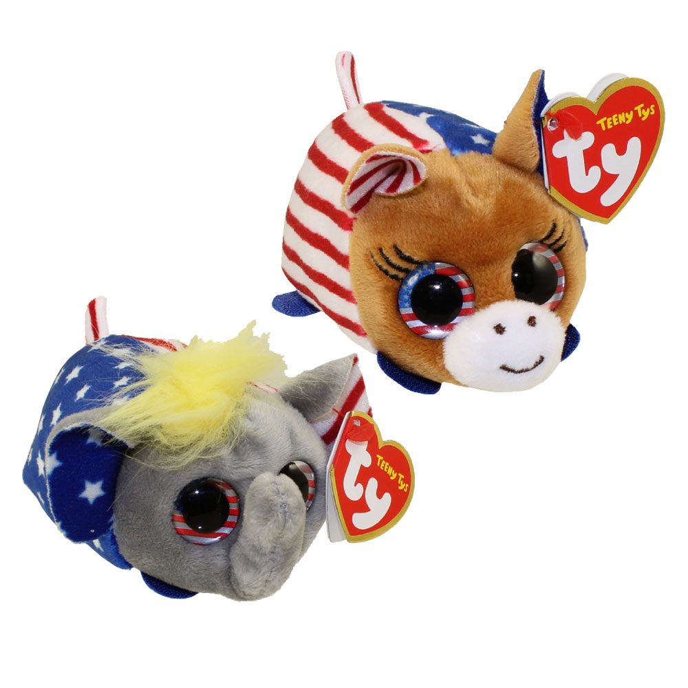 TY Beanie Boos - Teeny Tys Stackable Plush - SET of 2 VOTE (Democrat & Republican)