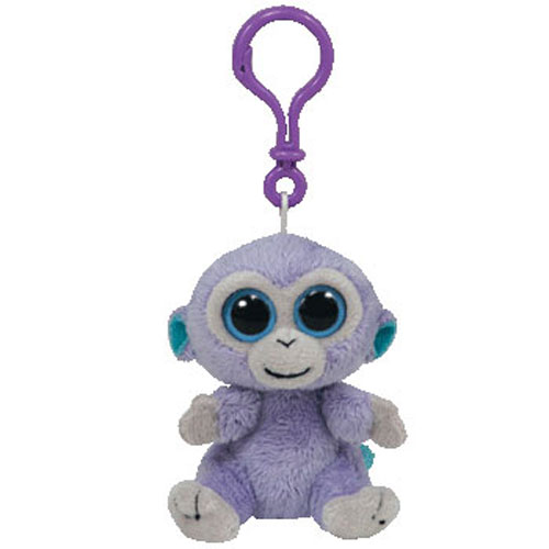 TY Beanie Boos - BLUEBERRY the Monkey (Solid Eye Color) (Plastic Key Clip - 3 inch)