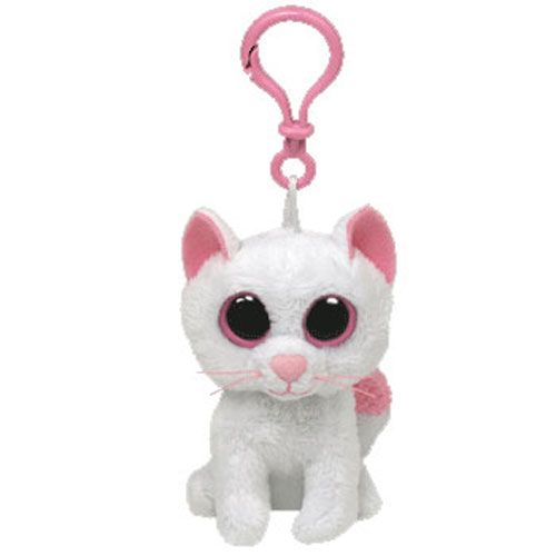 TY Beanie Boos - CASHMERE the White Cat (Solid Eye Color) (Plastic Key Clip - 3.5 inch)