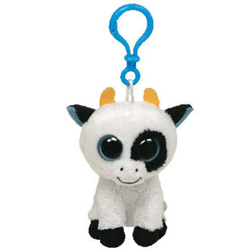 TY Beanie Boos - DAISY the Cow (Solid Eye Color) (Plastic Key Clip - 3 inch)