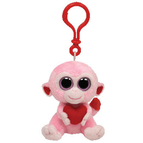 TY Beanie Boos - JULEP the Monkey with Heart (Solid Eye Color) (Plastic Key Clip - 3 inch)