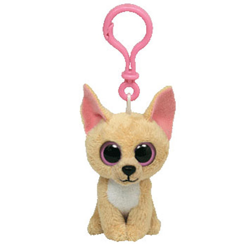 TY Beanie Boos - NACHO the Chihuahua Dog (Solid Eye Color) (Plastic Key Clip - 3 inch) Rare!