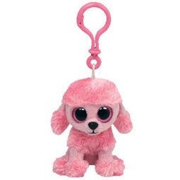 TY Beanie Boos - PRINCESS the Pink Poodle Dog (Solid Eye Color) (Plastic Key Clip - 3 inch)