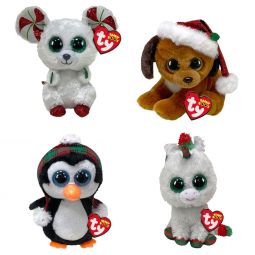 TY Beanie Boos - SET OF 4 Christmas 2021 Releases (Cheer, Snowfall, Chimney +1)(6 inch)
