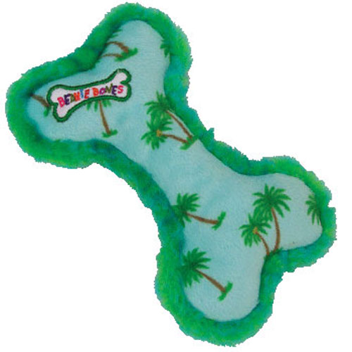 Bow Wow Beanies - PALM TREES the Bone (Blue w/Palm Tree Print & Green Trim)