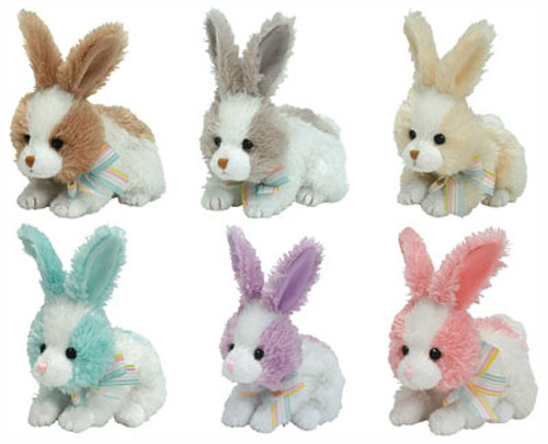 TY Basket Beanie Babies - Easter 2007 Set of 6 Bunnies (Flipsy, Mipsy, Pipsy, Topsy, Bobsy +1)
