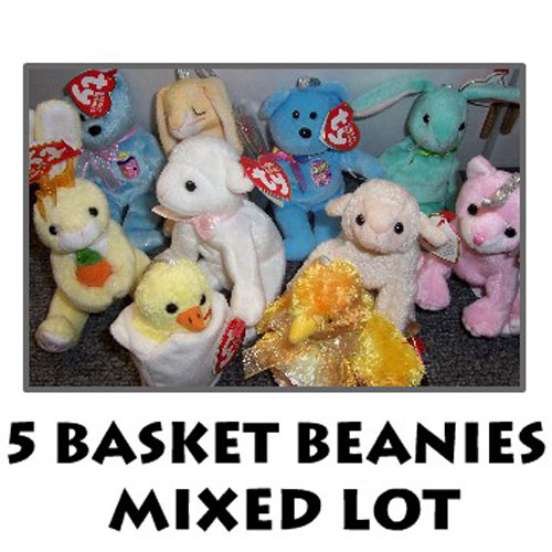 TY Basket Beanie Babies - Set of 5 Mixed Easter Beanies