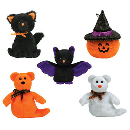 TY Halloweenie Beanie Babies - Halloween 2007 Complete set of 5