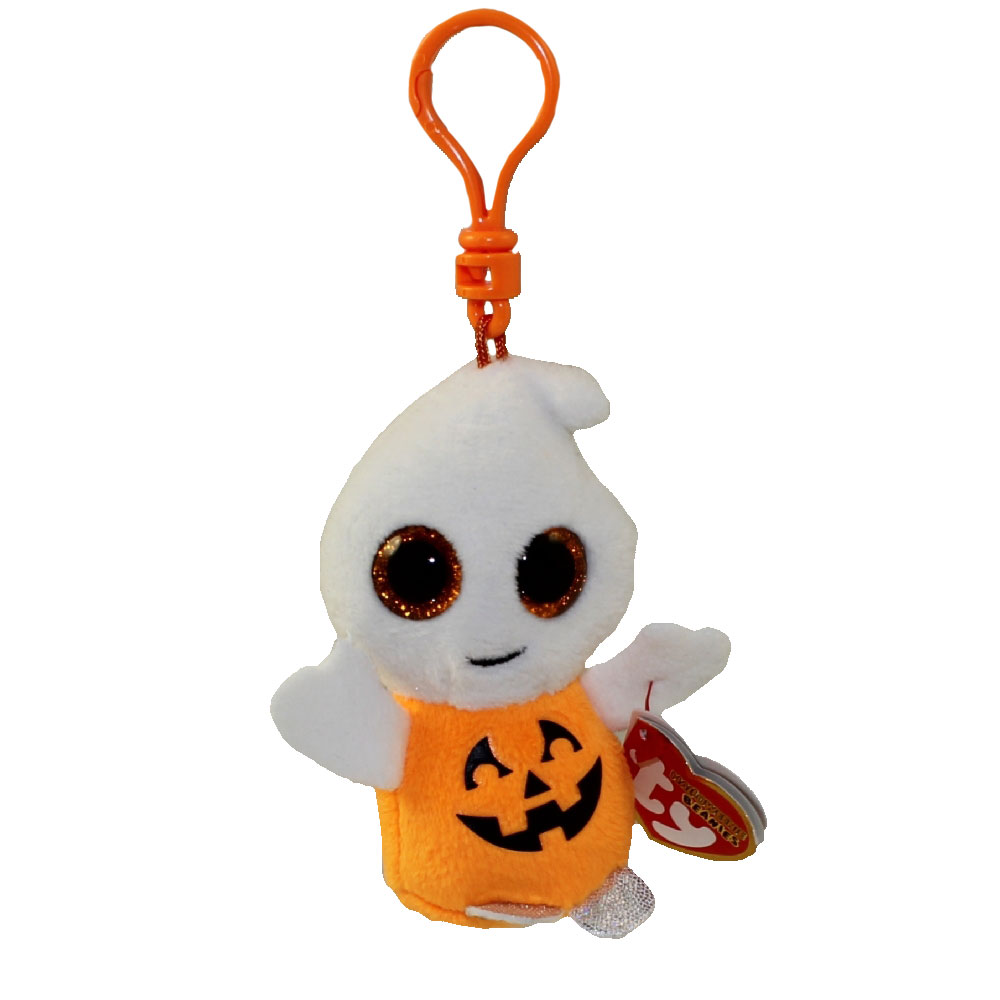 TY Halloweenie Beanie Baby - PUMPKIE the Ghost Pumpkin (key clip - 4 inch)