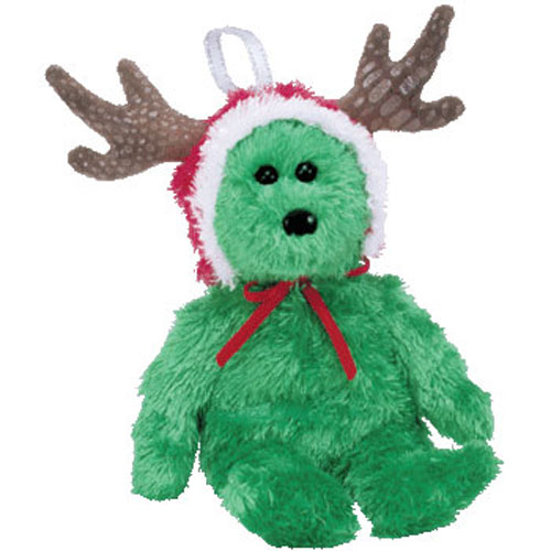 TY Jingle Beanie Baby - 2002 HOLIDAY TEDDY (Green Version)