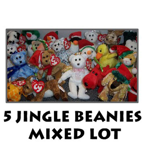 TY Jingle Beanie Babies - Mixed Lot of 5 Holiday Beanies (All Different)
