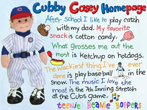TY Teenie Beanie Bopper - CUBBIE CASEY (Wrigley Field Exclusive) (w/Card & Ticket Stub)