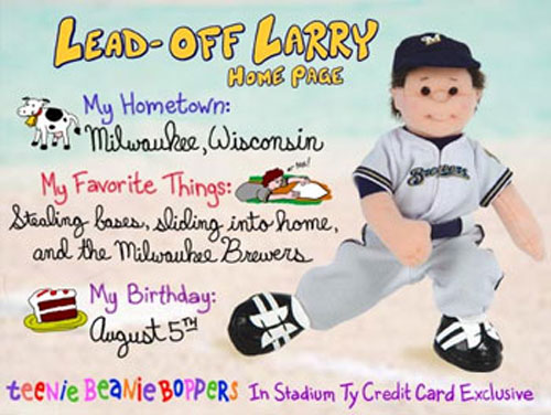 TY Teenie Beanie Bopper - LEAD OFF LARRY (TY Mastercard & Stadium Exclusive)