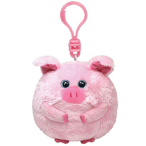 TY Beanie Ballz - BEANS the Pig (Plastic Key Clip - 2.5 inch)