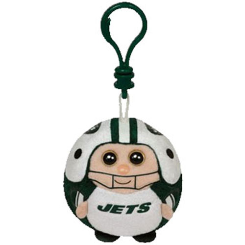 TY NFL Beanie Ballz - NEW YORK JETS (Plastic Key Clip - 2.5 inch)
