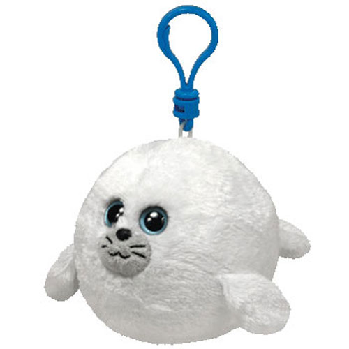 TY Beanie Ballz - SEYMOUR the White Seal (Plastic Key Clip - 2.5 inch)