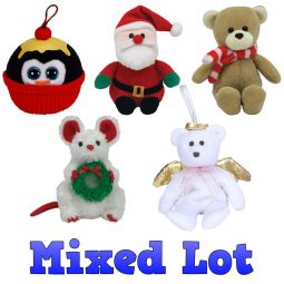 TY Jingle Beanie Babies - Bulk Mixed Lot of 5 Holiday Beanies (All Different)