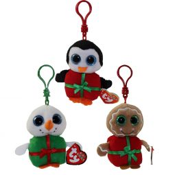TY Holiday Baby Beanies - 2015 Complete set of 3 (Sweetsy, Shivers & Chill) (key clips - 3.5 inch)