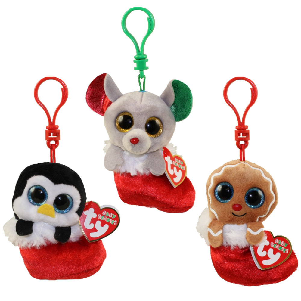 TY Holiday Baby - 2016 Set of 3 (Bundles, Earmuffs & Jingly) (key clip - 3.5 inch)