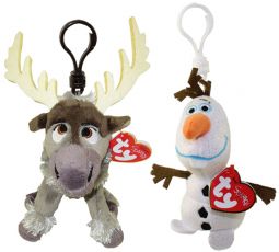 TY Beanie Baby - Set of 2 OLAF & SVEN (Disney Frozen) (Plastic Key Clips)
